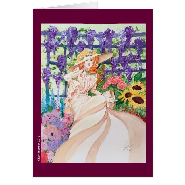 Belle dame de victorian dans son jardin (Devant)