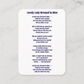 Belle Dame habillée en Carte de Prière Bleue (Dos)