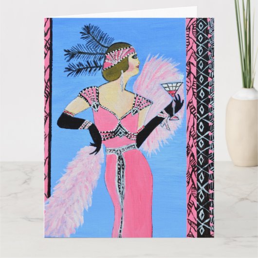 Belle dame pliée carte de vœux (Devant)
