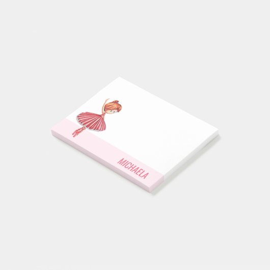 Belle Danse de Ballet Rose avec Tutu Post-it Notes (Incliné)