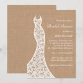 Belle Dentelle & Burlap Invitation de douche nupti (Devant / Derrière)