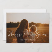 Belle écriture Bonne année carte photo de vacances (Devant)