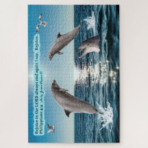 Belle Écriture Dauphin Puzzle Philippians 4:4