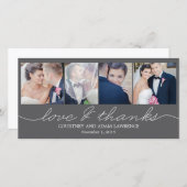 Belle écriture Mariage Merci Cartes - Gris (Devant / Derrière)