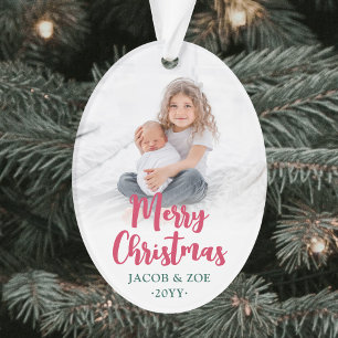 Belle écriture moderne Joyeux Noël 2 Photos Ovale
