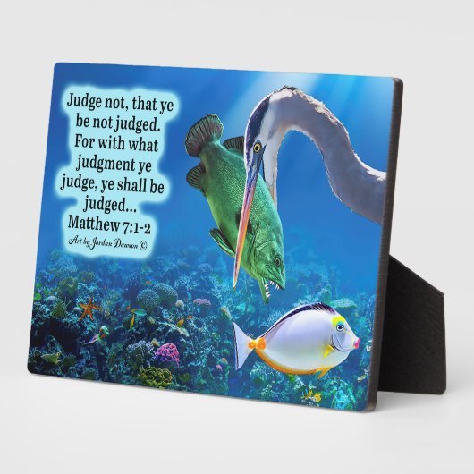 Belle Écriture Océanique Plaque Matthieu 7:1-2 (Côté)