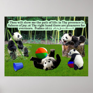 Belle Écriture Panda Poster Psaumes 16:11