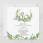 Belle Elégante 80e Anniversaire Invitations Femmes (Devant)
