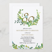 Belle Elégante 80e Anniversaire Invitations KRAFT (Devant / Derrière)