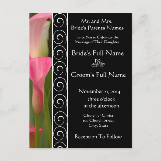 Belle Elégante Cala Rose Lily Invitation (Devant)