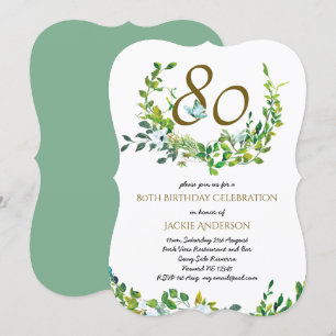Belle Elégante Invitations d'anniversaire 80e Wo/M