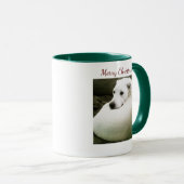 Belle Élégante Mug de Noël de chien blanc du Labra (Devant droit)
