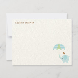 Belle Eléphant Baby shower Plat Merci Cartes