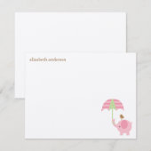 Belle Eléphant Baby shower Plat Merci Cartes (Devant / Derrière)