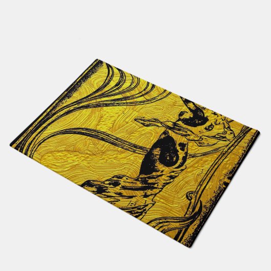 Belle Epoque, Art Nouveau, , goud, zwart, vrouw Deurmat (Schuin)