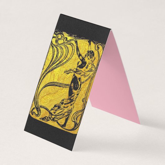 Belle Epoque, Art Nouveau, , goud, zwart, vrouw Visitekaartjes (Voorkant)