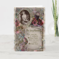 Belle Epoque stijl Bloemen Verjaardag Kaart