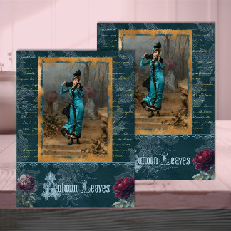 Belle Époque-vrouw in turquoise decoupage tissuepa Tissuepapier