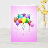 Belle et colorée ballon d'anniversaire Carte (Fleur jaune)