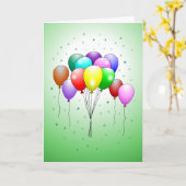 Belle et colorée ballon d'anniversaire Carte (Fleur jaune)