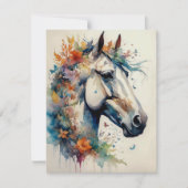 Belle et colorée carte de voeux Cheval (Devant)