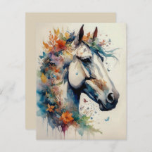 Belle et colorée carte de voeux Cheval