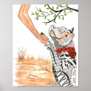 Belle et colorée Poster de Taureau - 8" x 10"