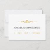 Belle et élégante carte RSVP blanche et or (Dos)