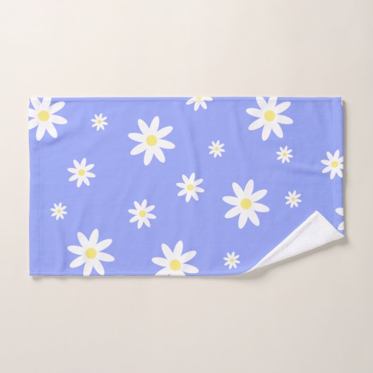 Belle et girly pastel bleu et blanc marguerite mot (Serviette à main)