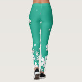 belle et mignonne fleurs blanches leggings verts (Dos)
