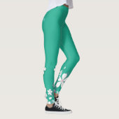 belle et mignonne fleurs blanches leggings verts (Droite)