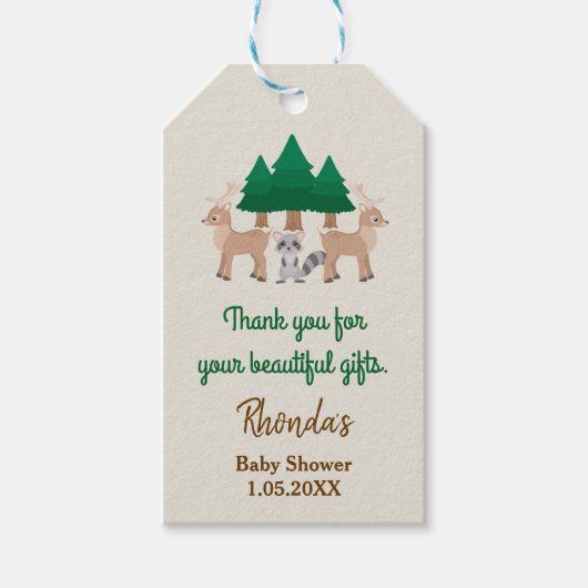 Belle étiquette cadeau d'animaux de bois (Devant)