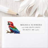 Belle étiquette d'adresse de retour Macaw (En situation)