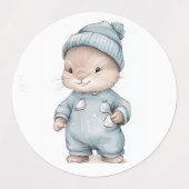 Belle étiquette de lapin bébé en pyjamas (Design 2)