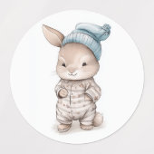 Belle étiquette de lapin bébé en pyjamas (Design 1)