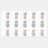 Belle étiquette de lapin bébé en pyjamas (Feuille)