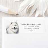 Belle étiquette de retour de chien Samoyed (En situation)