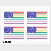 Belle Étiquette Rectangulaire Drapeau USA (Feuille)