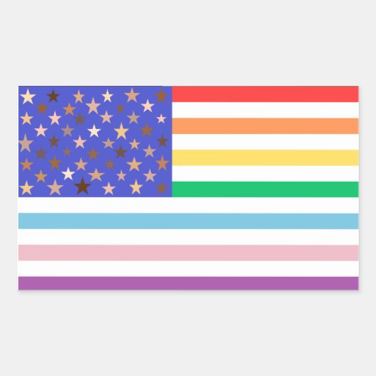 Belle Étiquette Rectangulaire Drapeau USA (Devant)