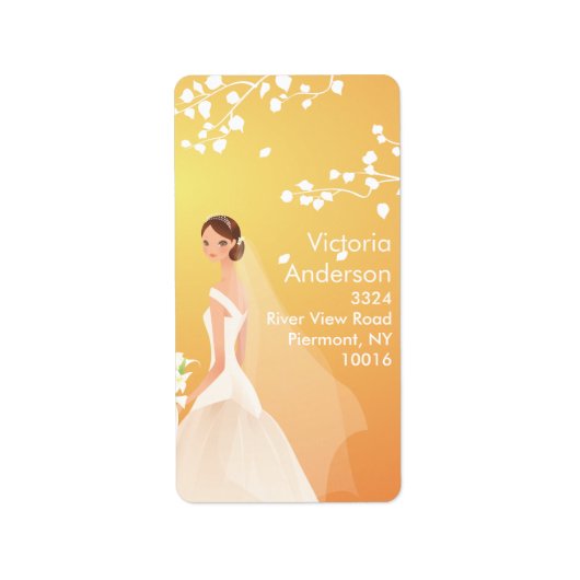 Belle Étiquettes d'adresse de retour de mariée. (Devant)