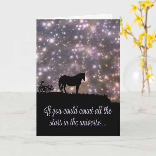 Belle étoile et cheval penser de vous carte (Fleur jaune)