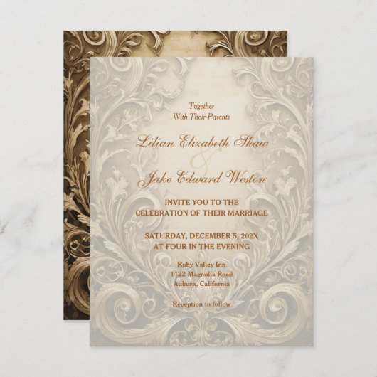 Belle Faire-part de mariage (Devant / Derrière)