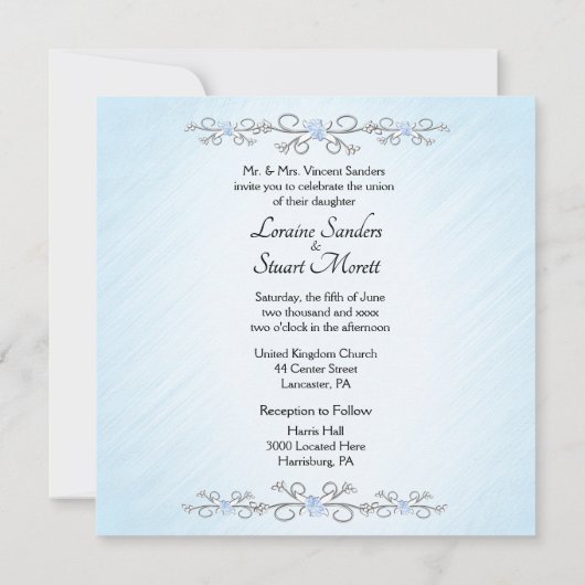 Belle Faire-part de mariage à thème Bleue (Dos)