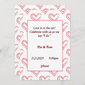 Belle faire-part de mariage aux coeurs rouges (Devant / Derrière)