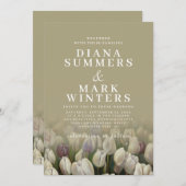 Belle faire-part de mariage avec tulipes blanches (Devant / Derrière)