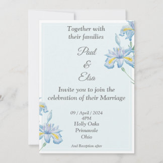 Belle Faire-part de mariage, bleu, fleurs bleues