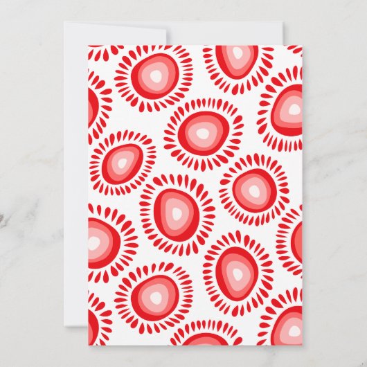 Belle faire-part de mariage de fleurs rouges funky (Dos)