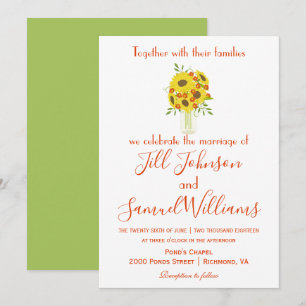 Belle Faire-part de mariage de tournesol