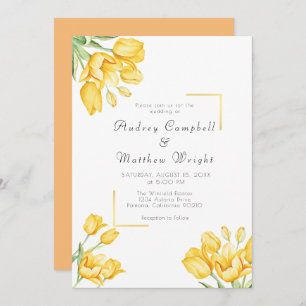 Belle Faire-part de mariage de tulipe jaune floris