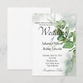 Belle faire-part de mariage de verdure aquarelle (Devant / Derrière)